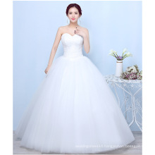 Strapless White Muslim wedding Gown Pictures Floor Length A-line Simple Wedding Gown Tulle Bridal dress